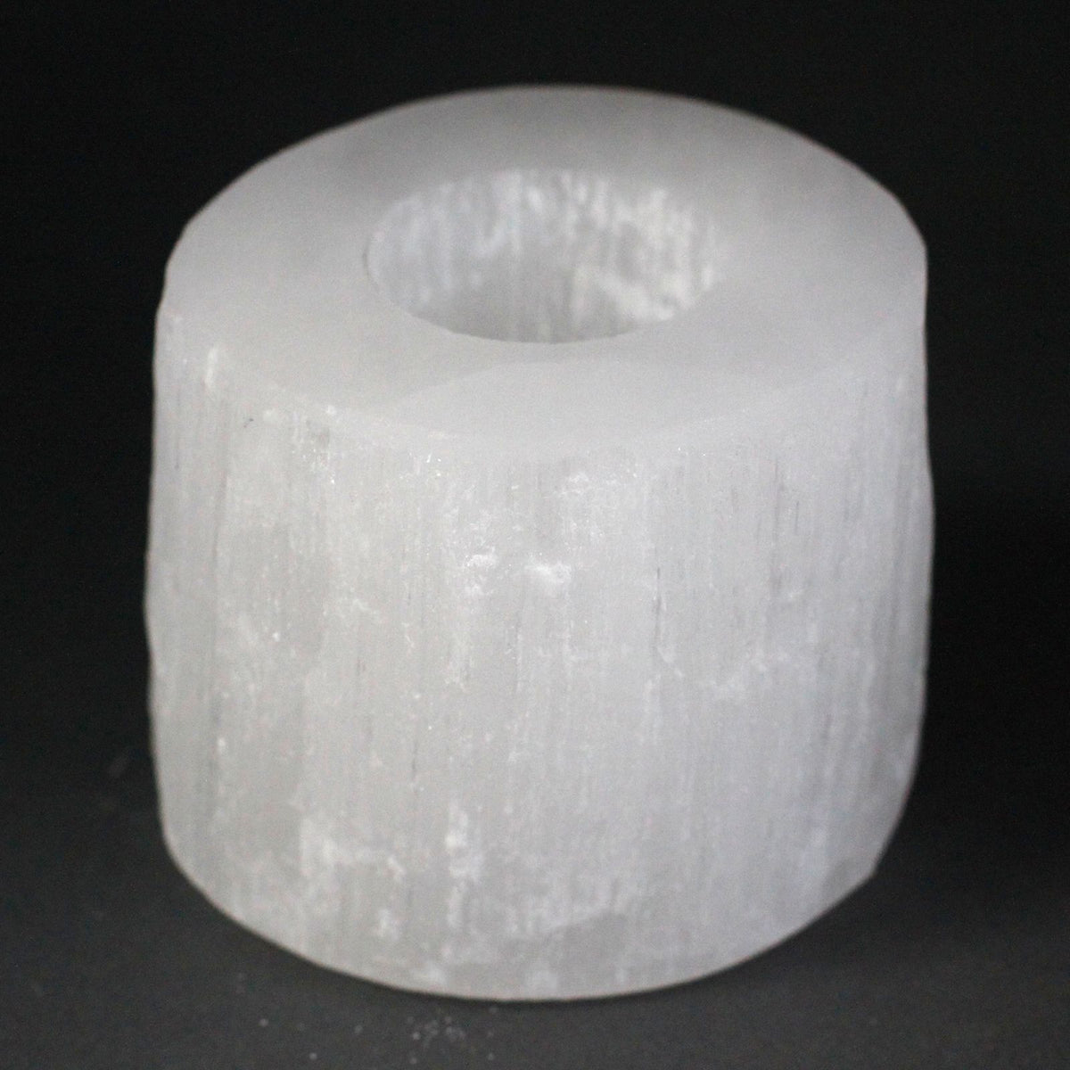 Selenite Cylinder Candle Holder – 8cm