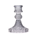 Midnight Grey Glass Candle Holders – Set of 2