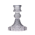 Midnight Grey Glass Candle Holders – Set of 2