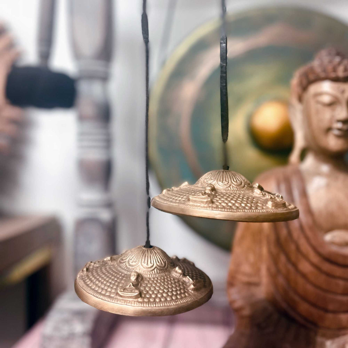 Tibetan Tingsha Bells with Lucky Symbols – 6cm