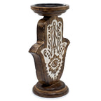Large Mango Wood Hamsa Candle Stand – 25 x 18cm
