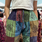 Green-Tone Block Print Mushroom Pants – Small/Medium