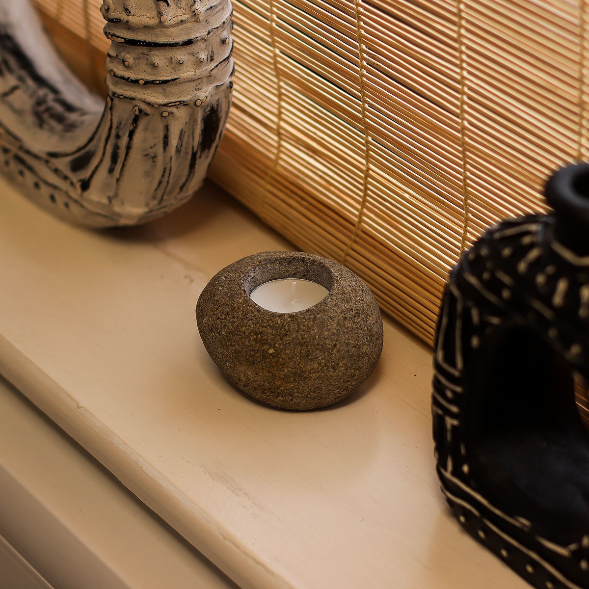 Natural Riverstone Candle Holder for Nightlights