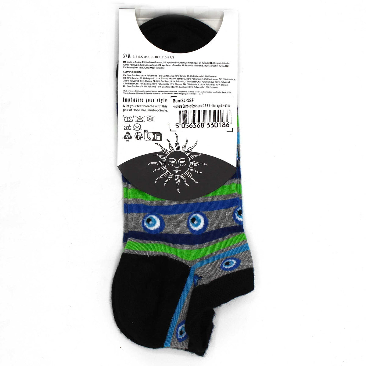 Evil Eye Hamsa Bamboo Trainer Socks – UK 4-7