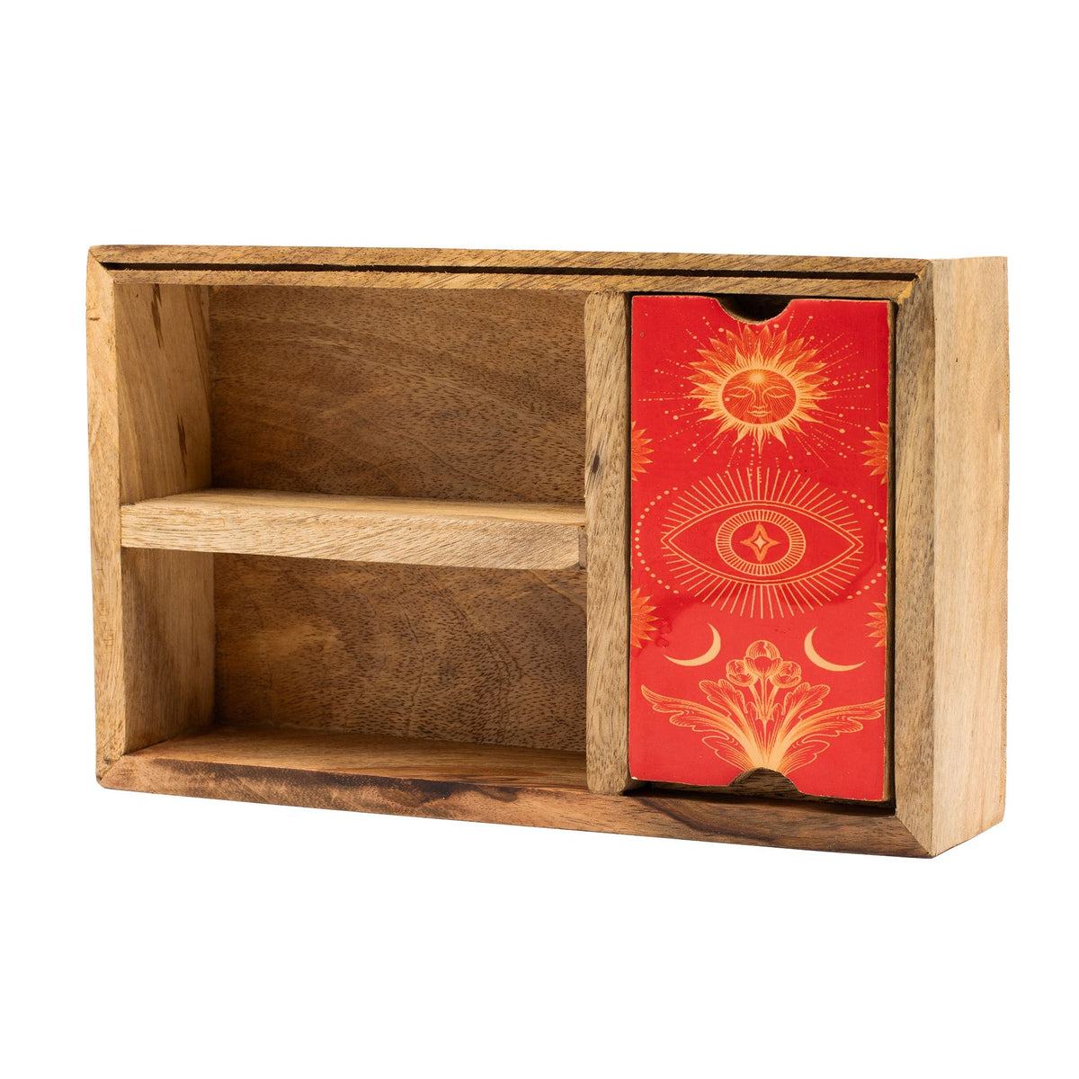 Three-Section Tarot Card Box with Holder