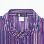 Black and Purple Sari Grandad Shirt – XL
