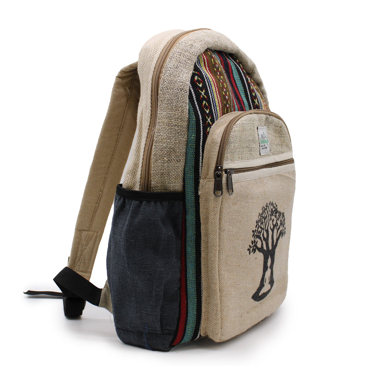 Large Hemp Backpack with Bodhi Tree Design