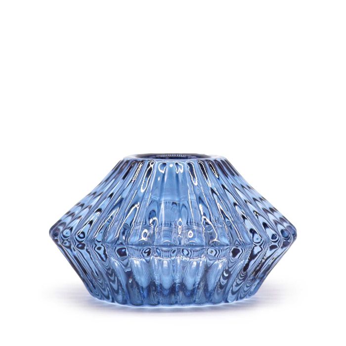 Flower Flip Glass Candle Holders – Royal Blue, Set of 2