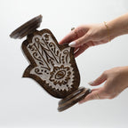 Large Mango Wood Hamsa Candle Stand – 25 x 18cm
