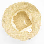 Beige Floppy Sun Hat with Blue Flowers