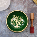 Tree of Life Tibetan Singing Bowl Set – Green, 14cm