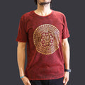 Chakra Maroon Stonewashed Cotton T-Shirt – Medium