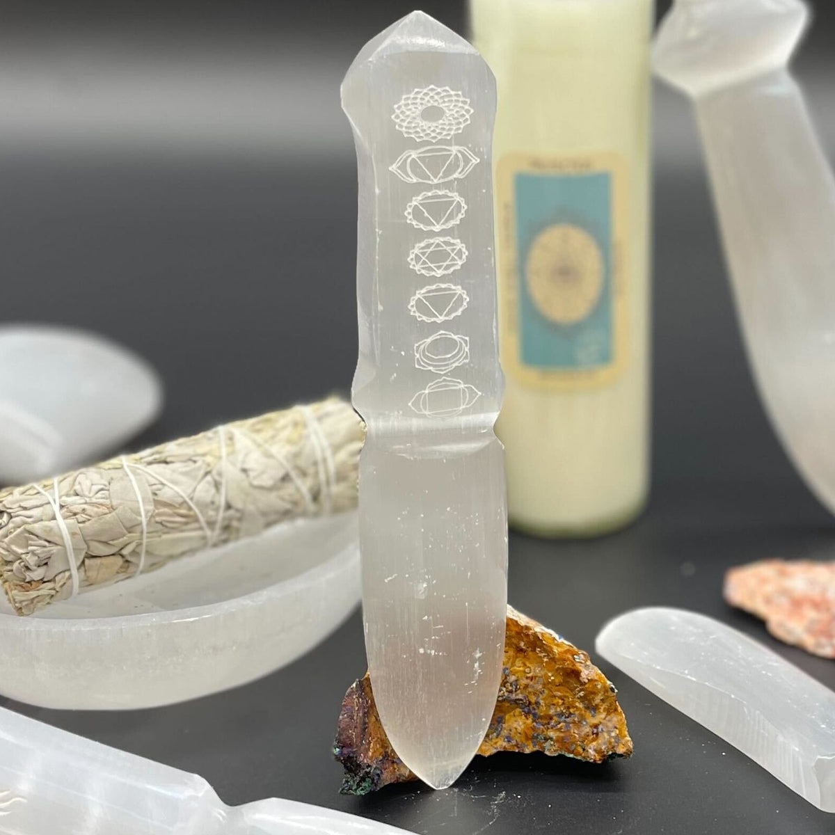 Chakra Selenite Ritual Knife