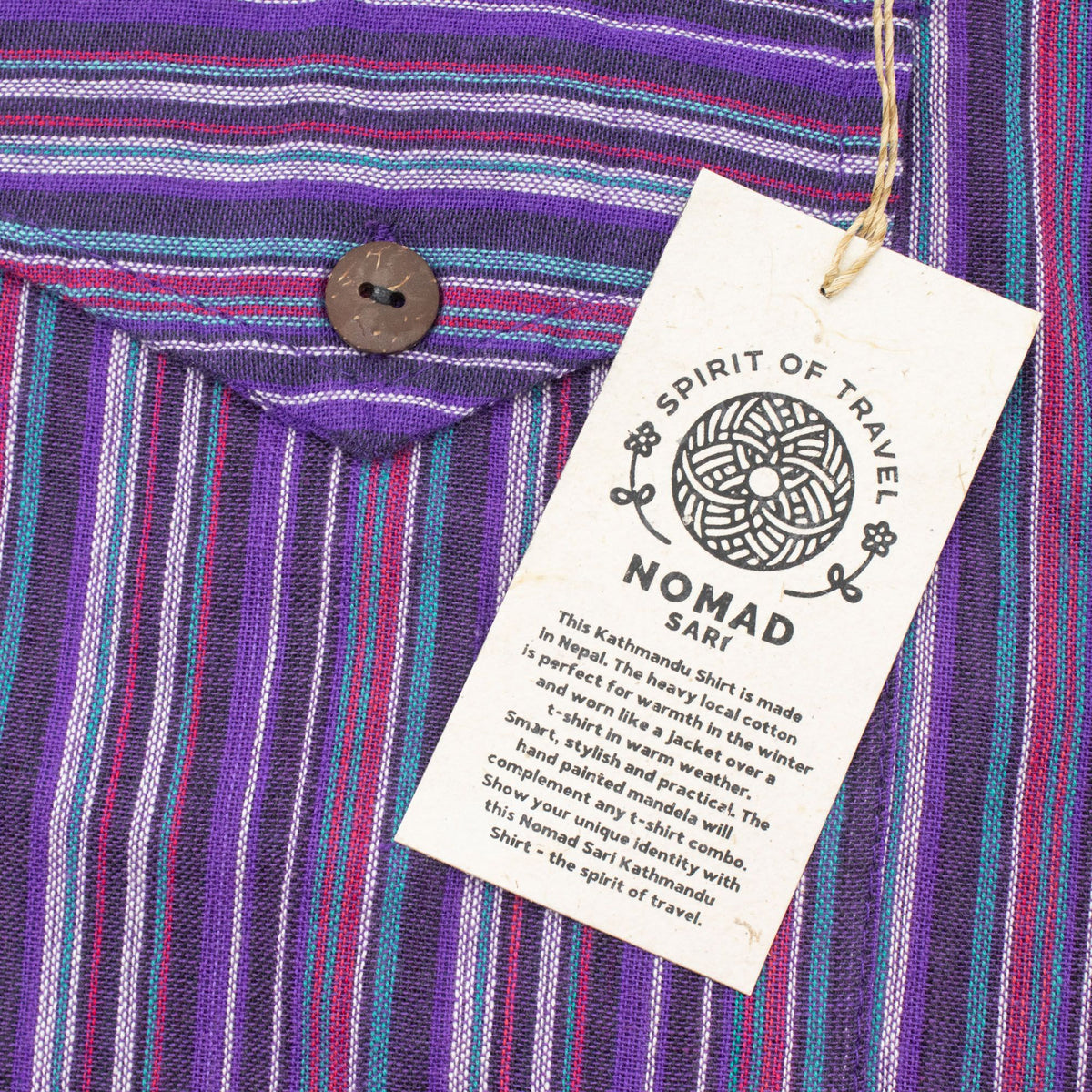Black and Purple Sari Grandad Shirt – Medium