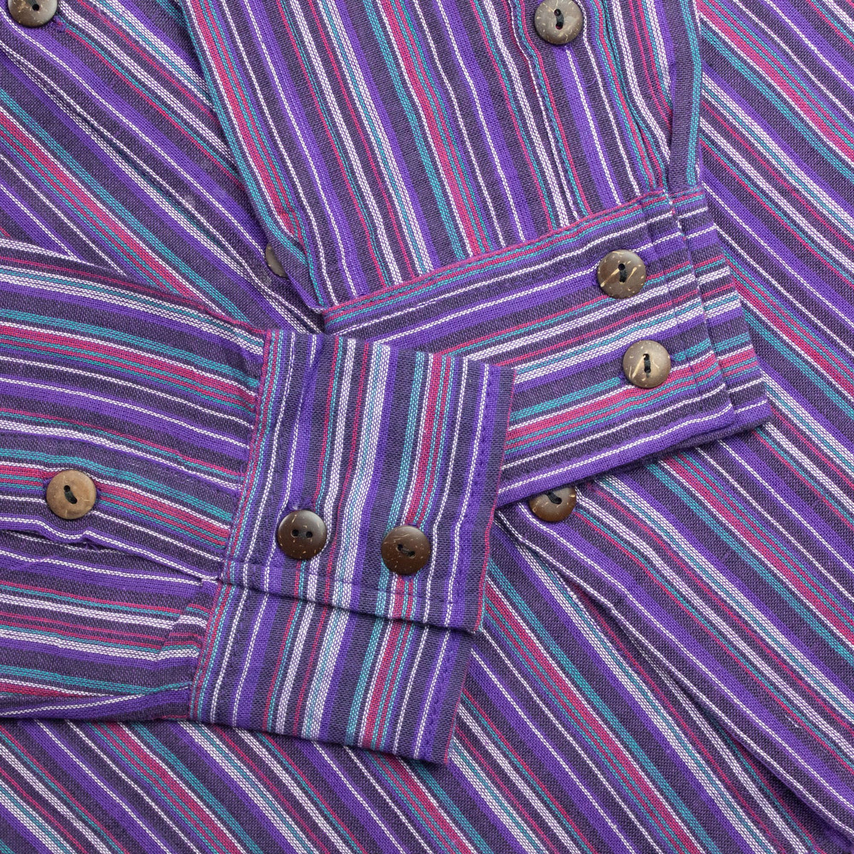 Black and Purple Sari Grandad Shirt – XL
