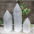 Selenite Pencil Point Tower – 10cm