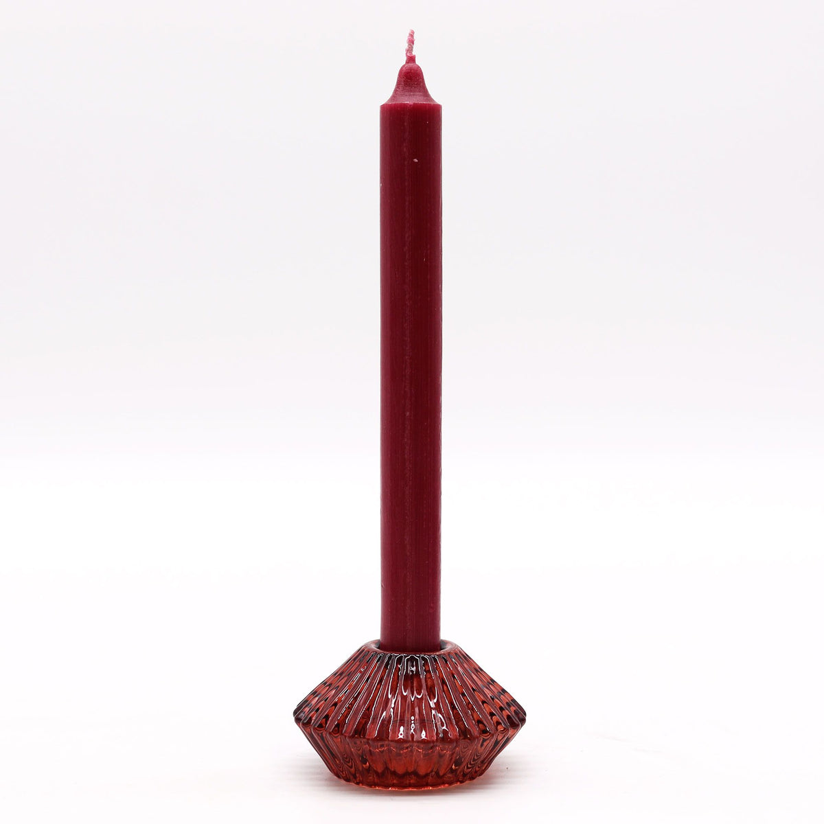 Red Flower Glass Candle Holders – Set of 2