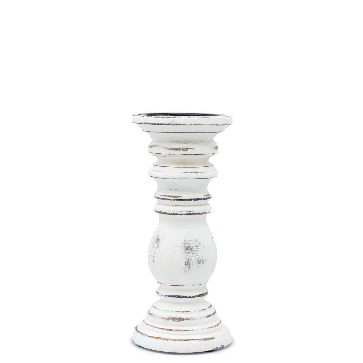 Whitewash Wooden Candle Holder – 23 × 10cm
