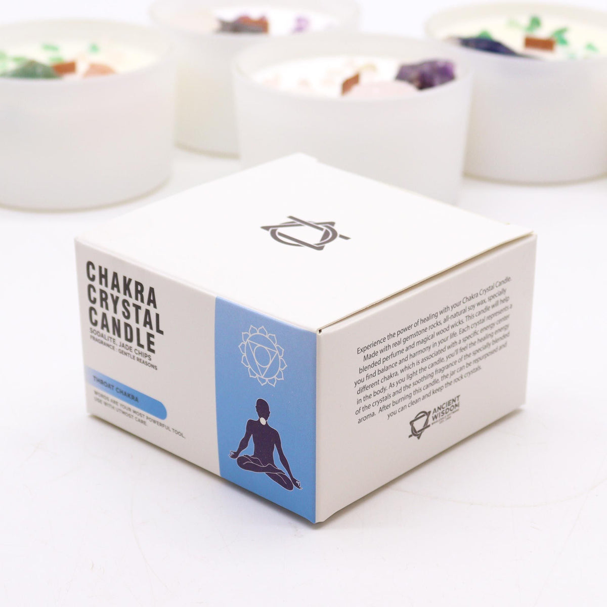 Throat Chakra Crystal Candle