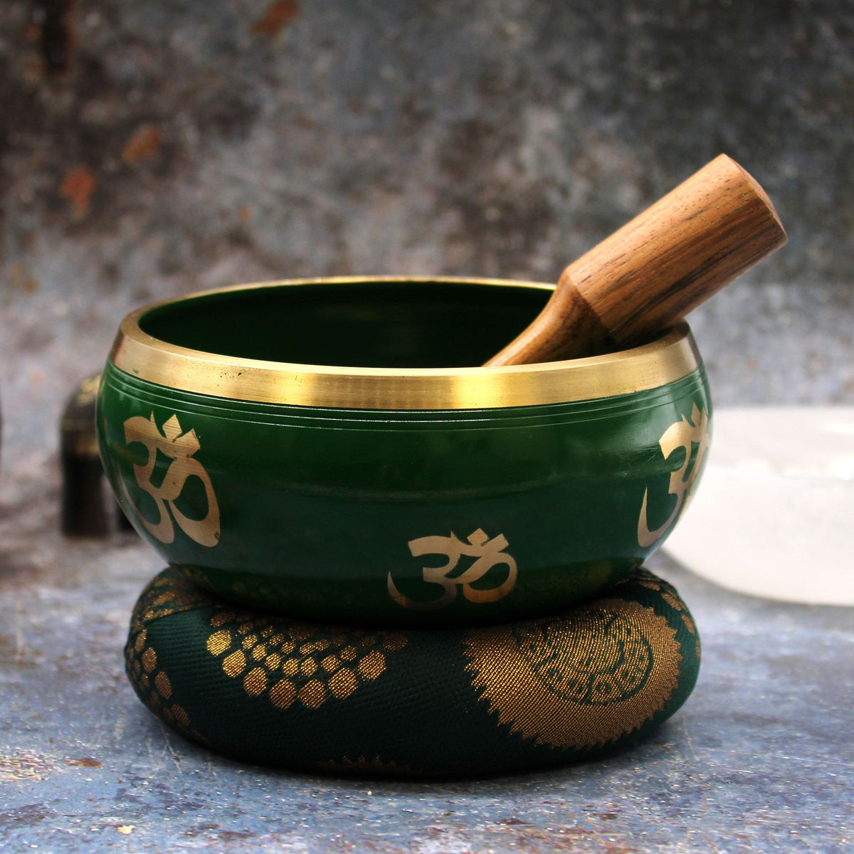 Tree of Life Tibetan Singing Bowl Set – Green, 14cm