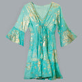 Turquoise and Gold Coral Design Dress