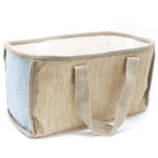 Large Teal Jute Shopping Basket – 33 × 18 × 20cm