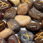 Fancy Jasper Rune Stone Set with Pouch