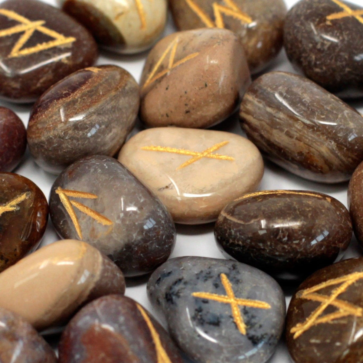 Fancy Jasper Rune Stone Set with Pouch