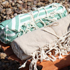 Picnic Green Cotton Pareo Throw – 100 × 180cm