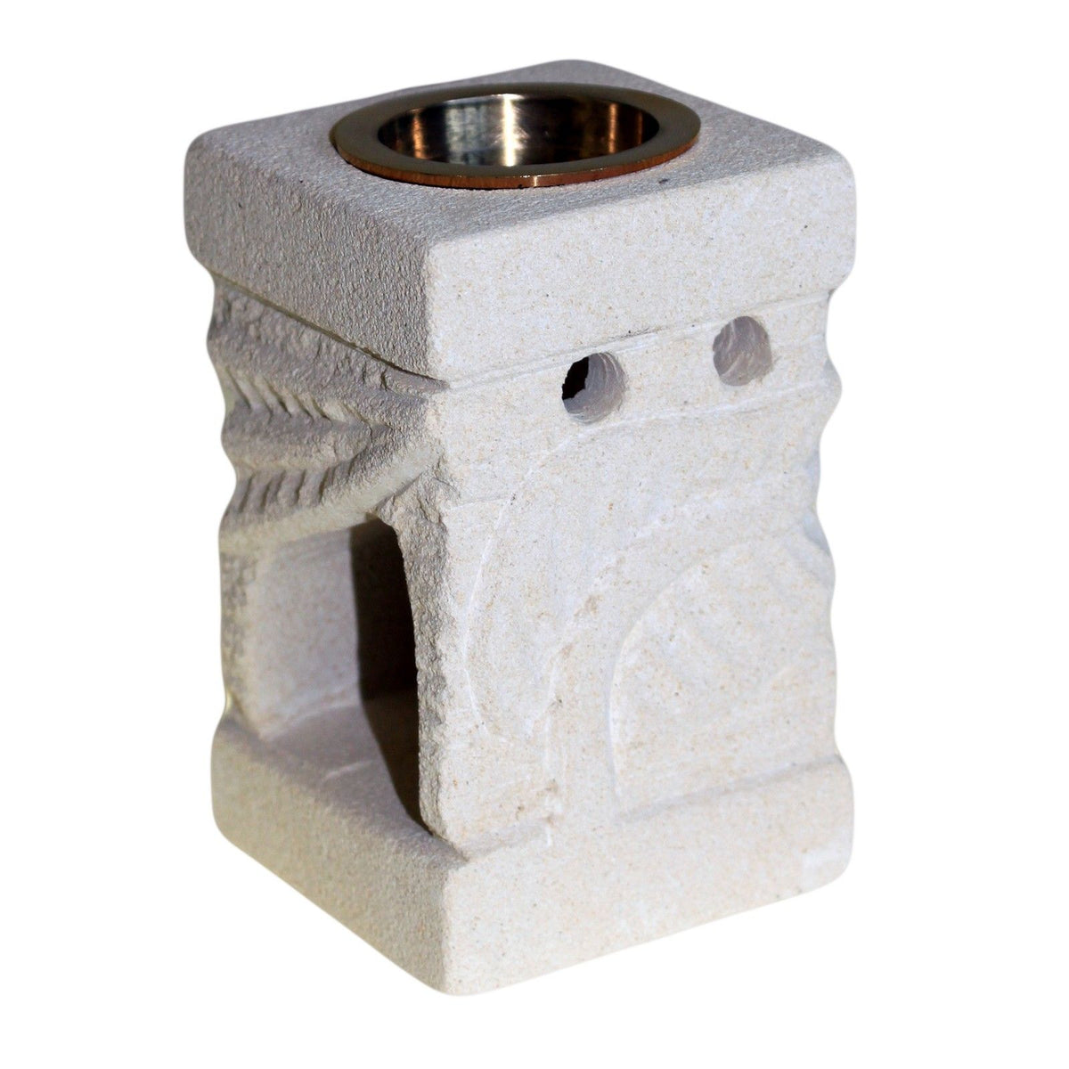 Carved Leaf Sandstone Oil Burner