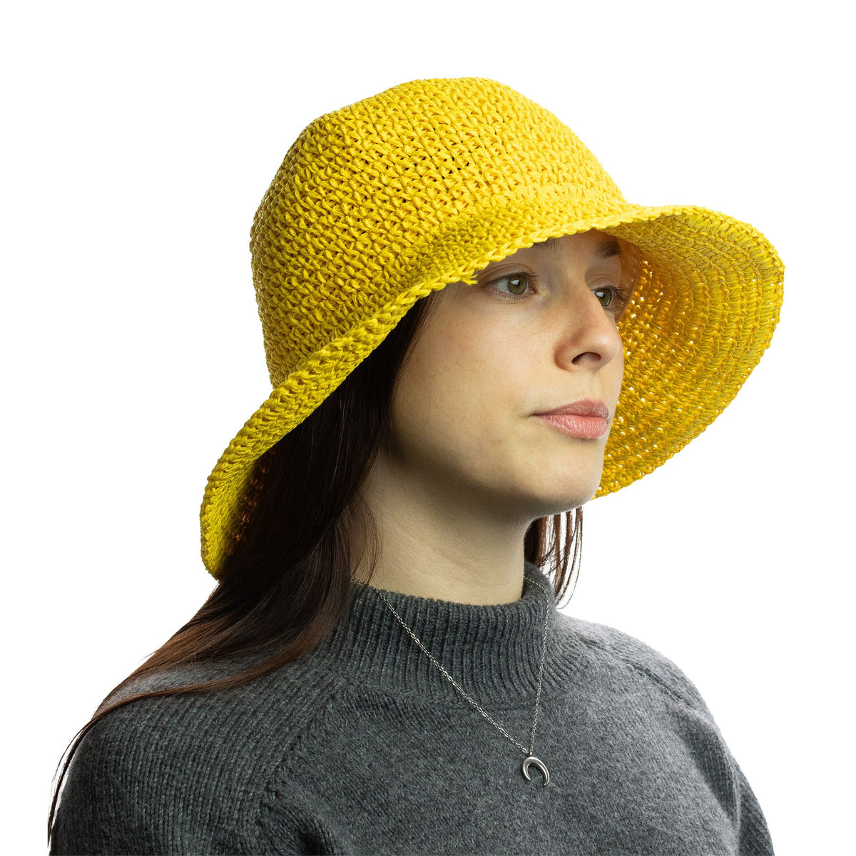 Yellow Floppy Straw Sun Hat