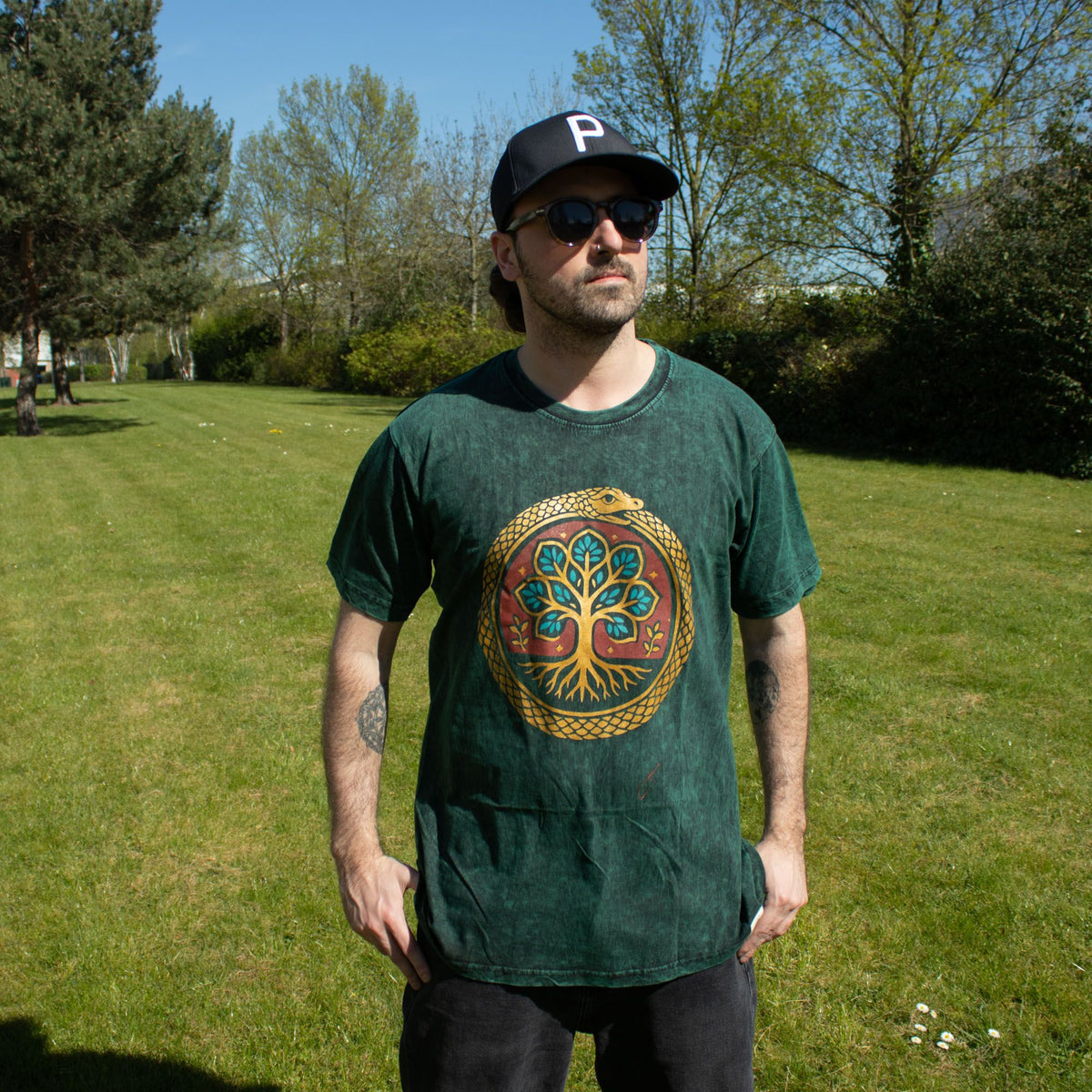 Tree of Life Green Cotton T-Shirt – Large