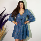 Sea Blue and Gold Fish Print Dress