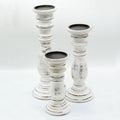 Whitewash Wooden Candle Holder – 30 × 10cm