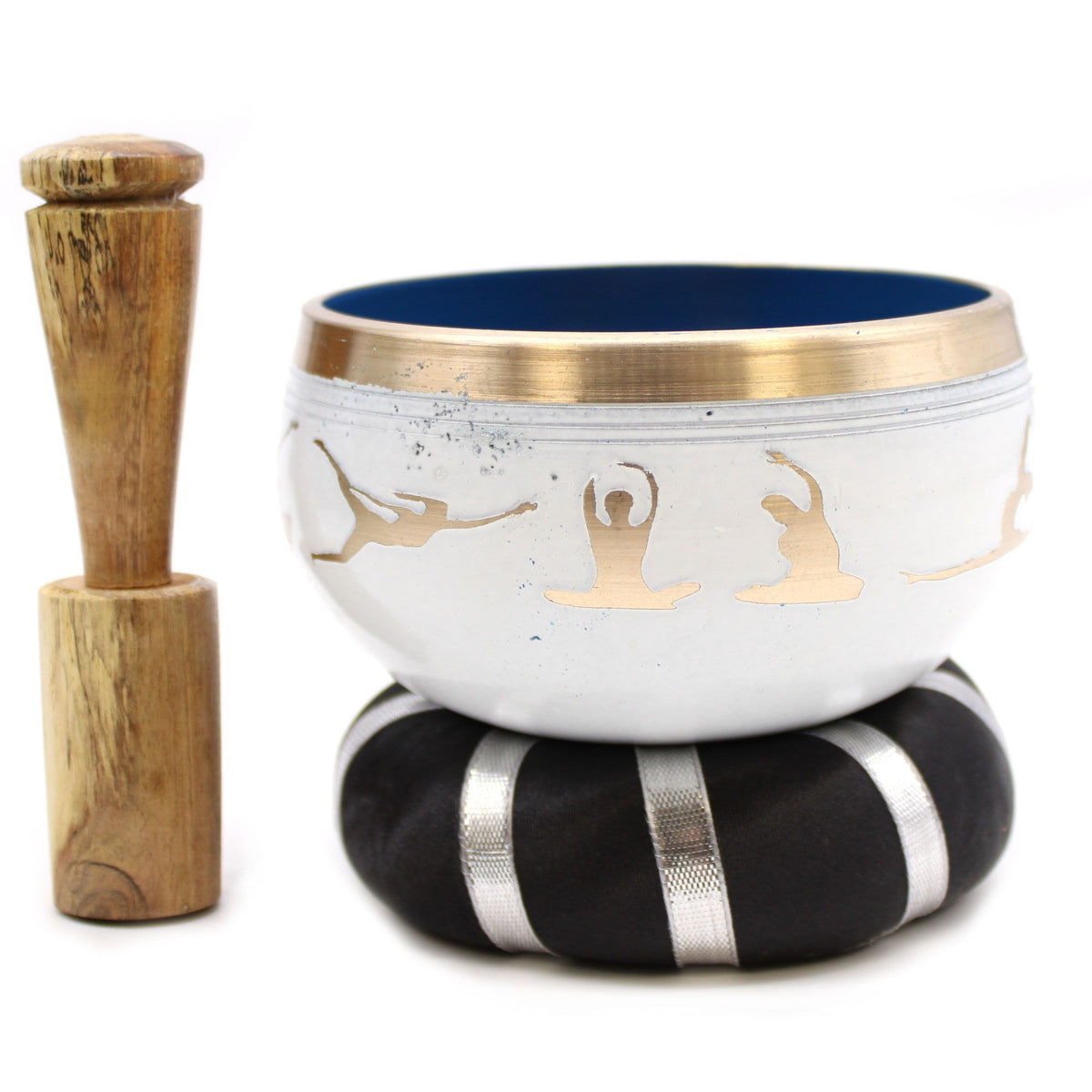 Yoga Moves Tibetan Singing Bowl Set – White and Blue