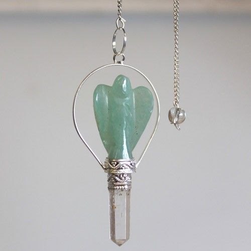Green Aventurine Angel Pendulum with Ring