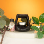 Small Matt Black Ceramic Oil Burner