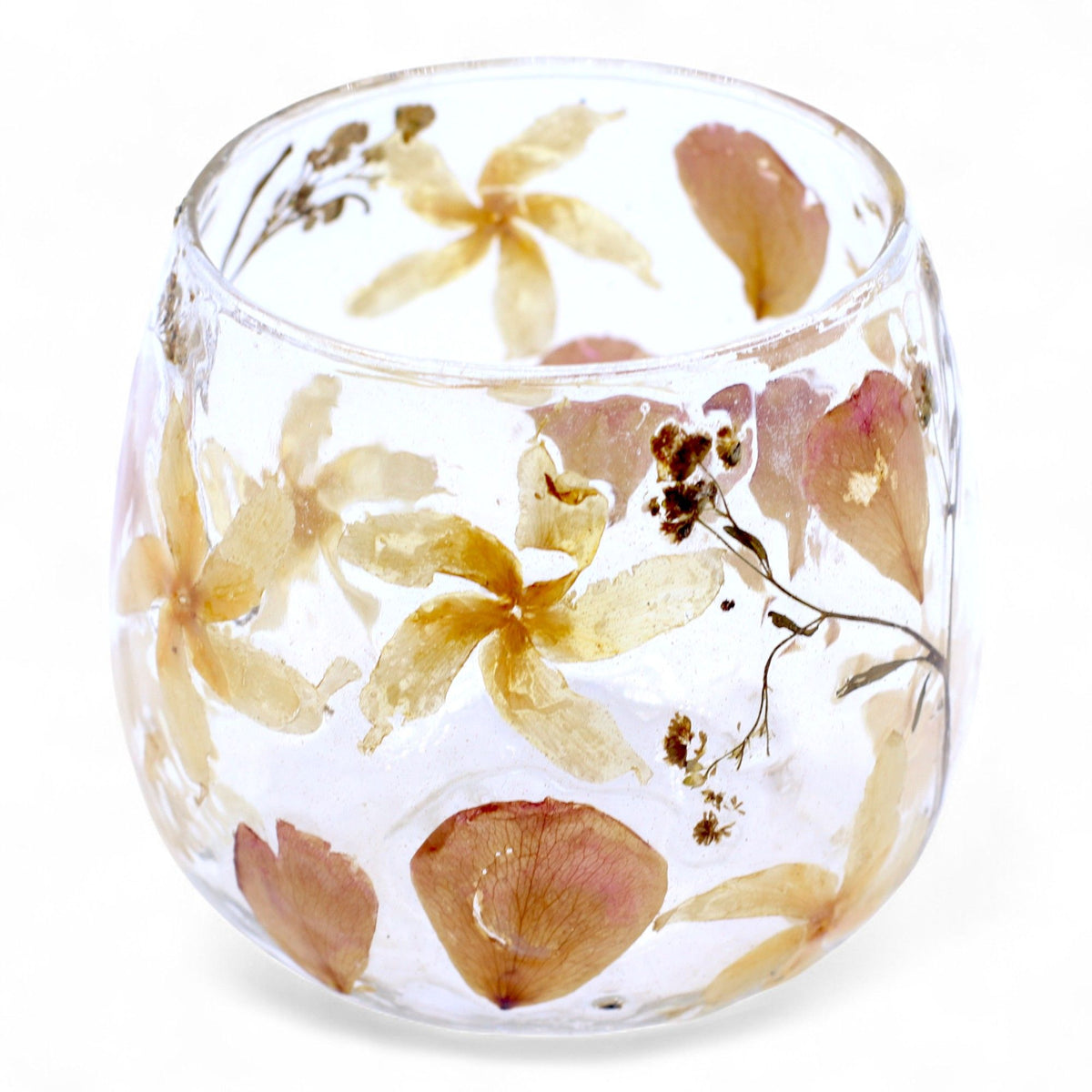 Rosa Floral Glass Straight Candle Holder – 8 × 8cm