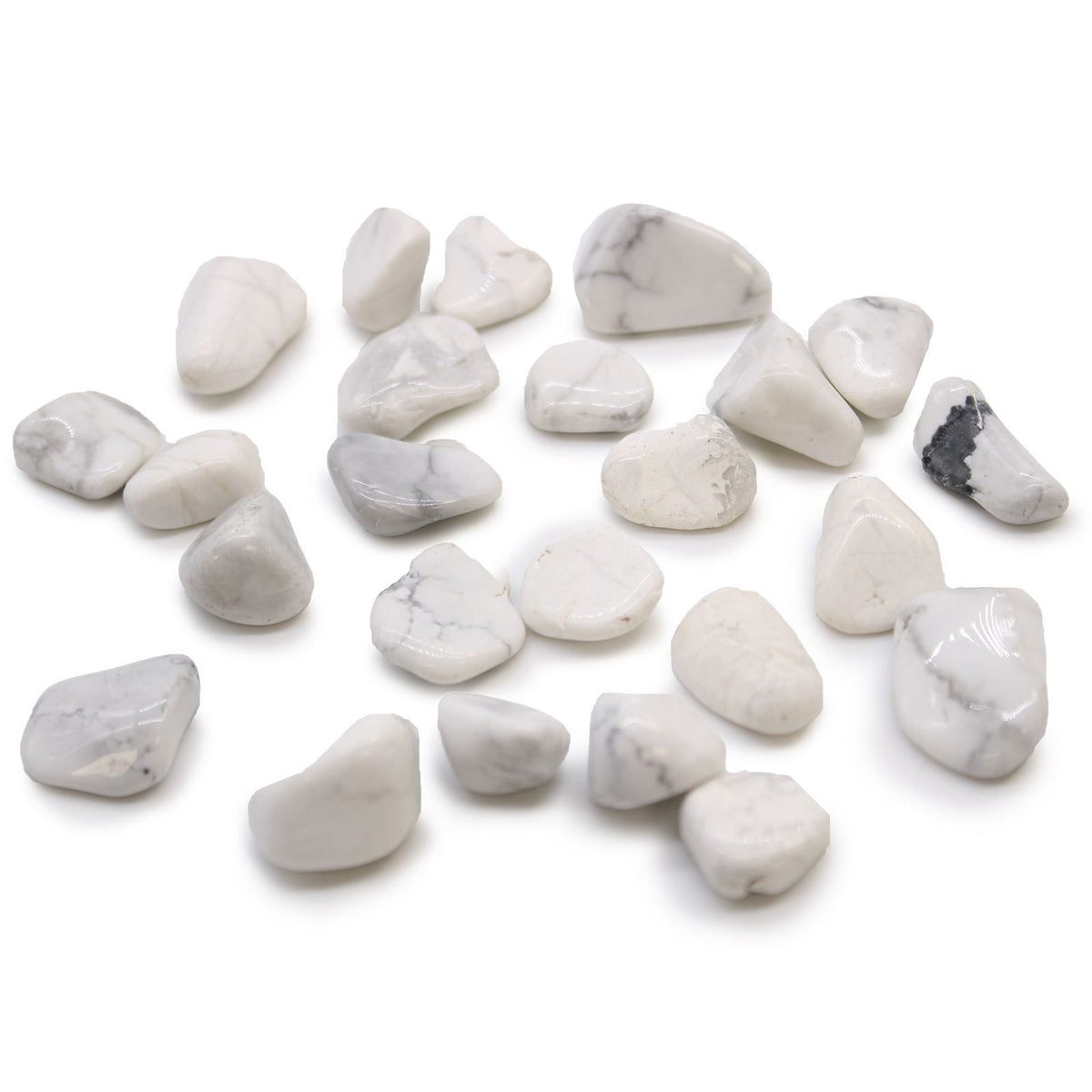 White Howlite Magnesite Tumble Stones – 24 Pieces