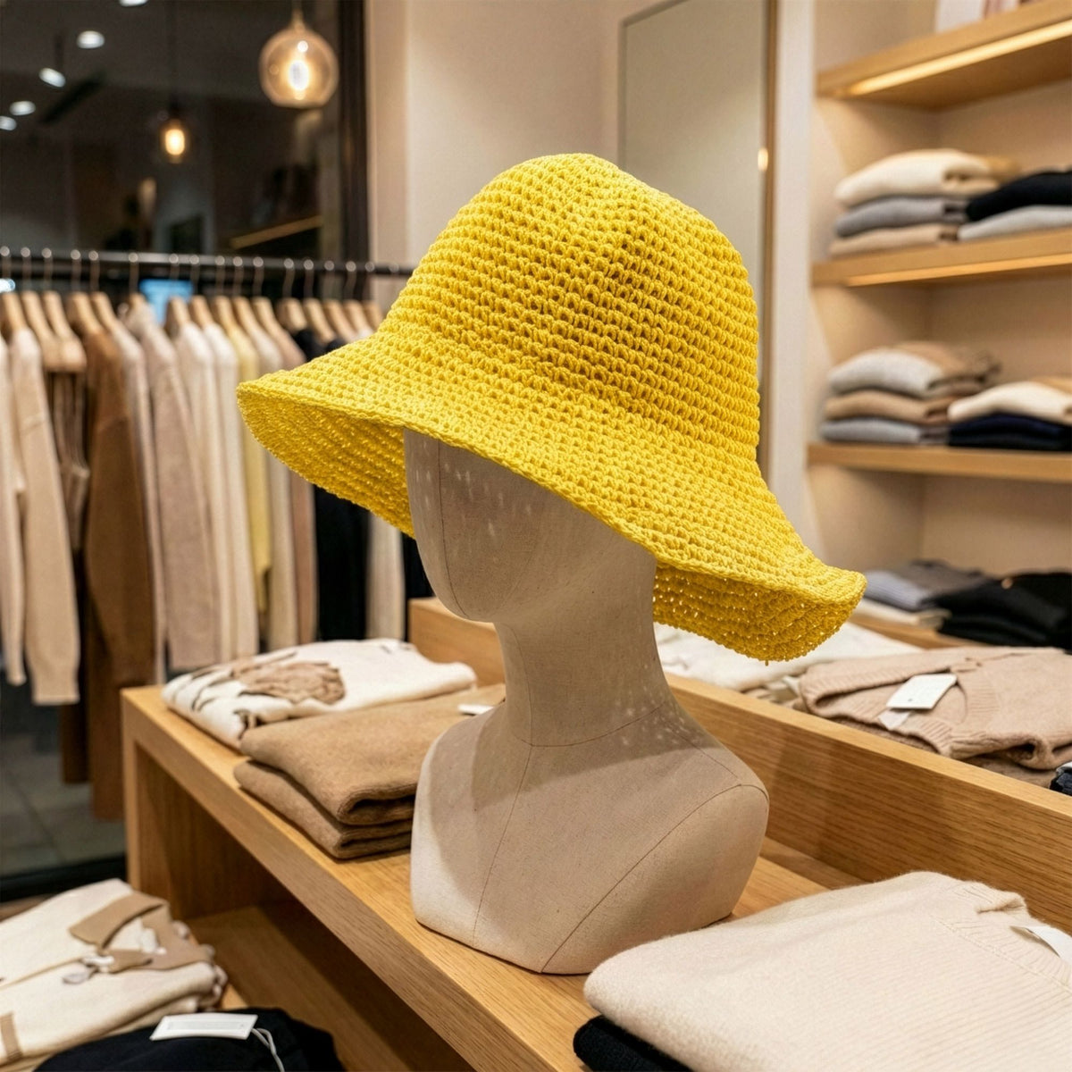 Yellow Floppy Straw Sun Hat