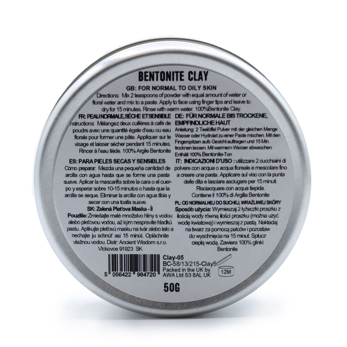 Bentonite Clay Face Mask Powder – 50g