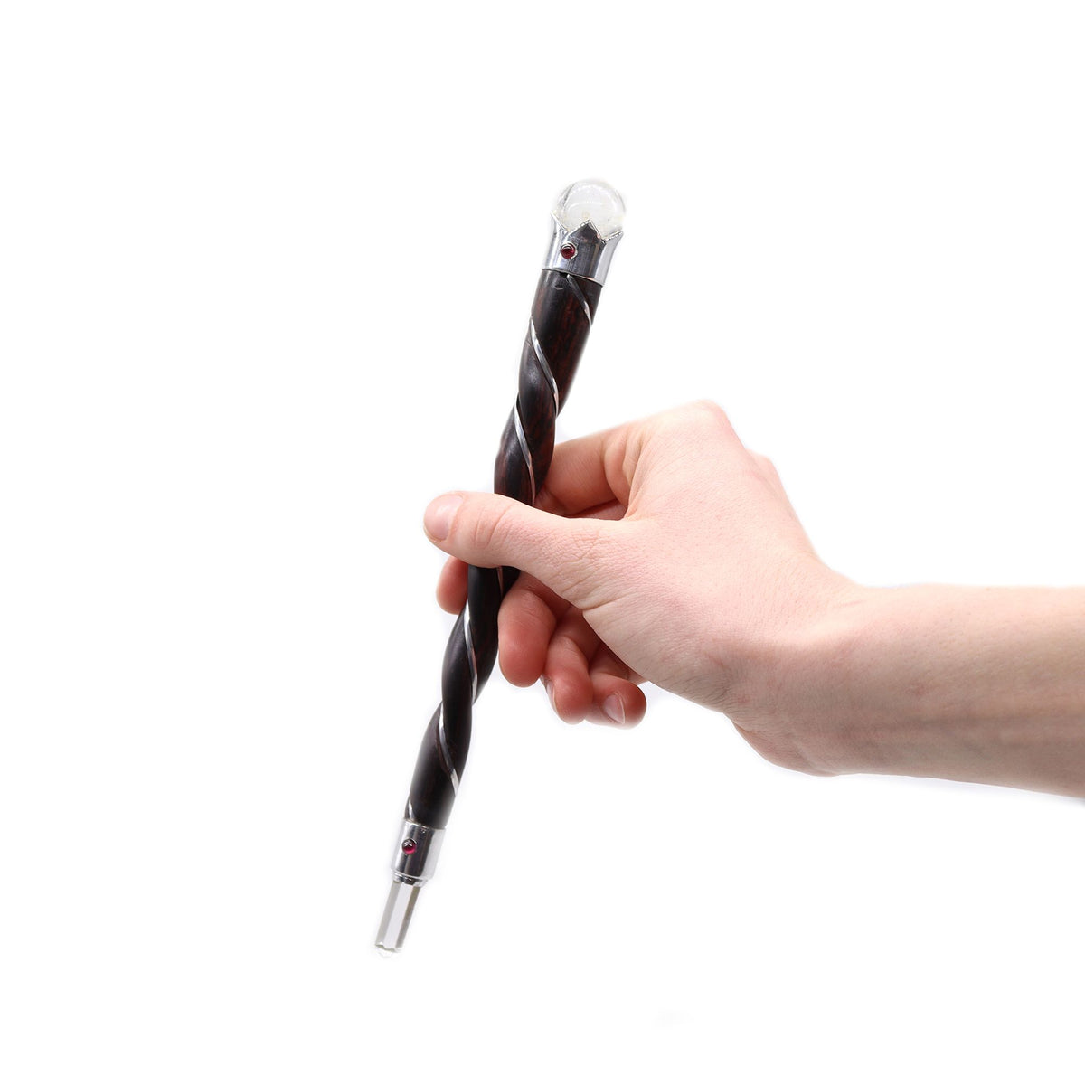Twisted Wood and Rock Quartz Crystal Wand