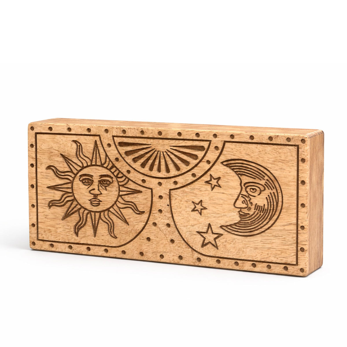 Sun and Moon Carved Crystal and Stone Box
