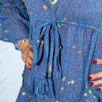 Sea Blue and Gold Fish Design Dress
