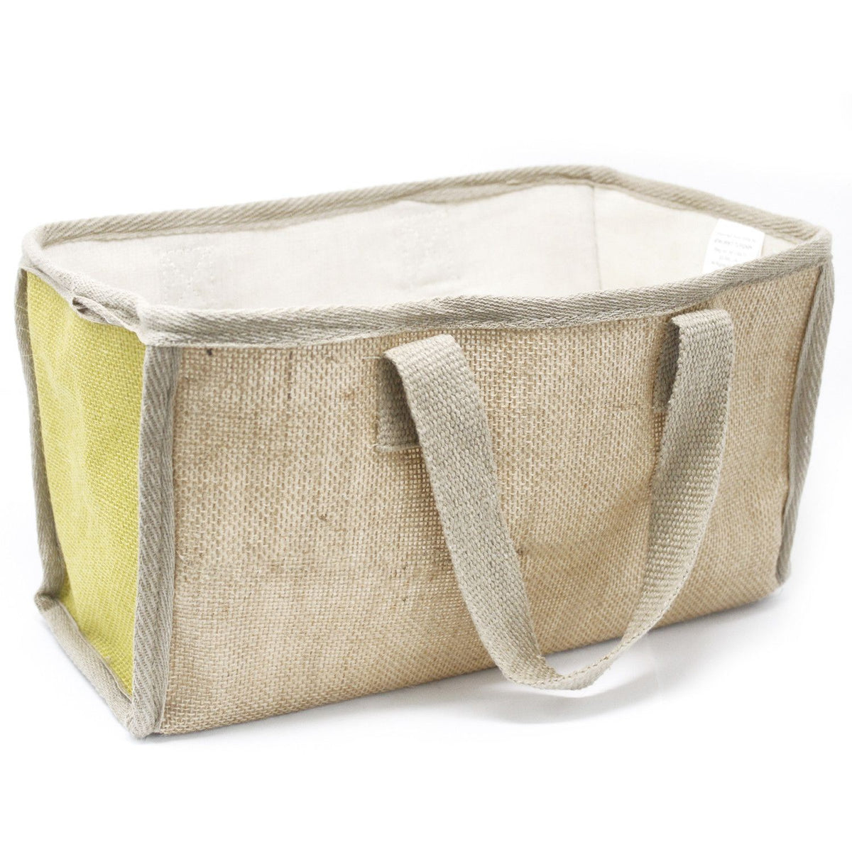 Large Olive Jute Shopping Basket – 33 × 18 × 20cm