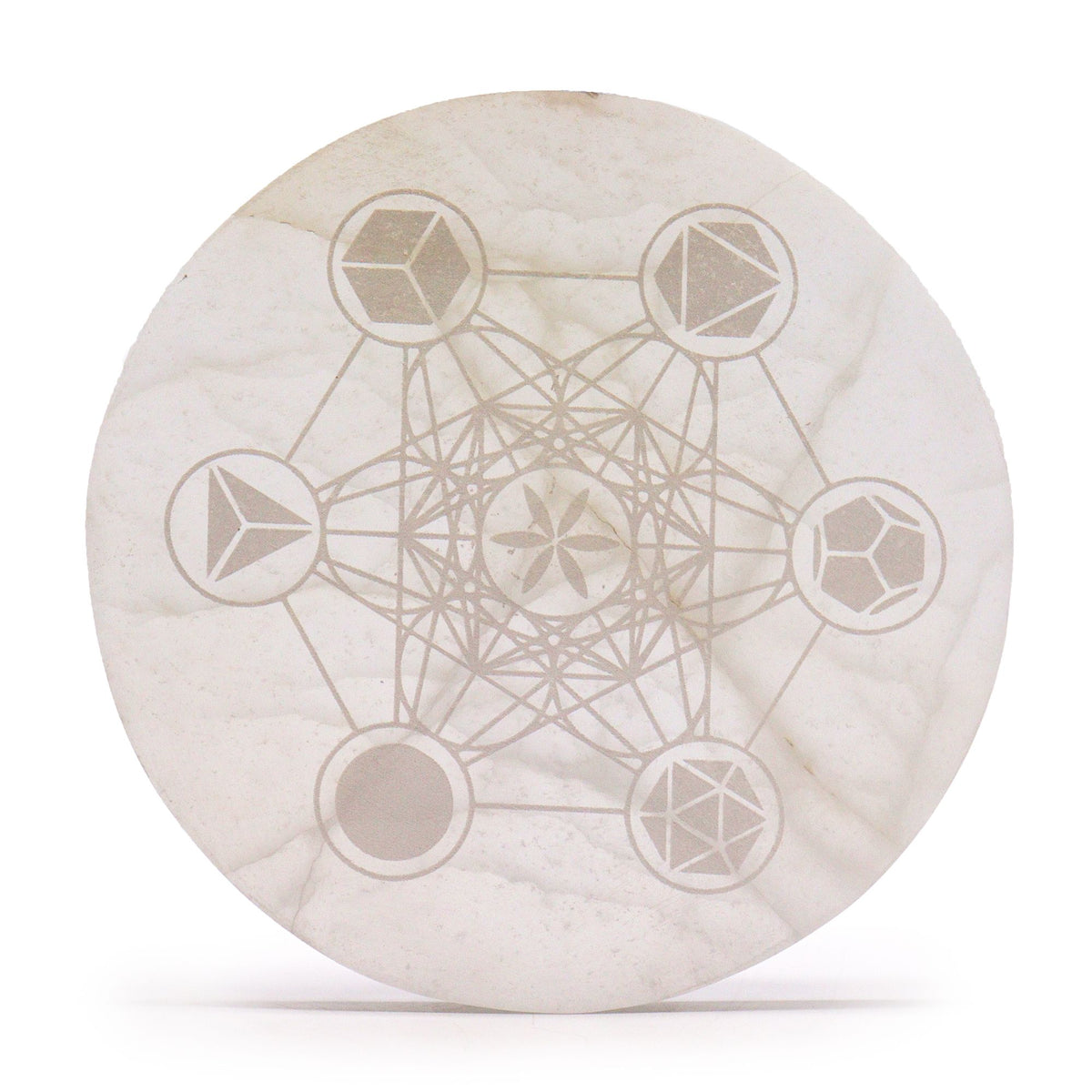 Selenite Sacred Geometry Charging Plate – 18cm