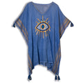 Rich Blue and Gold Evil Eye Print Kaftan