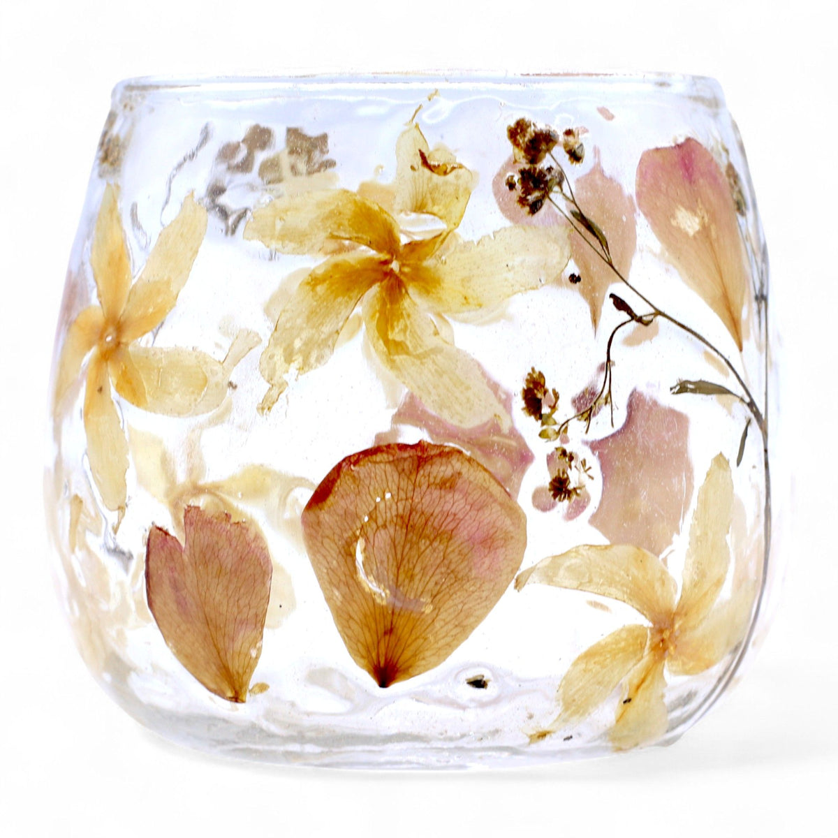 Rosa Floral Glass Straight Candle Holder – 8 × 8cm