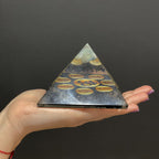 Midnight Om Chakra Orgonite Pyramid – 90mm