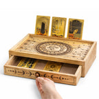 Sun and Moon Carved Tarot Box with Drawer